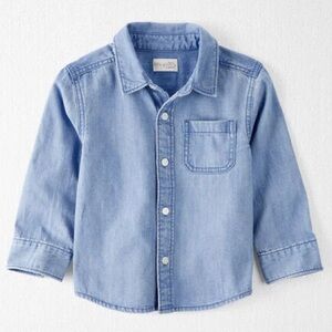 Little Planet Cotton Chambray Button-Front Shirt in Spring Wash